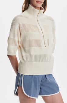 Varley Kembria Mesh Stripe Half Zip Top