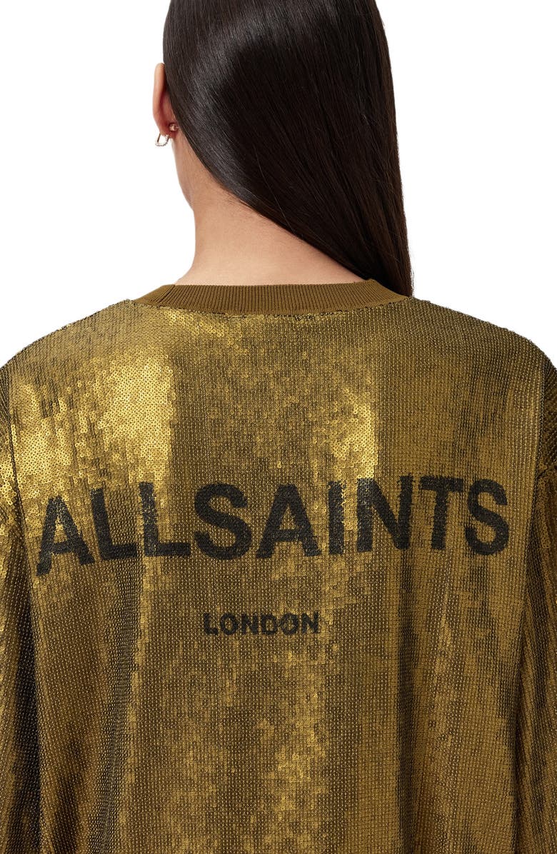 AllSaints Opal Sequin T-Shirt Minidress, Alternate, color, Fango Green
