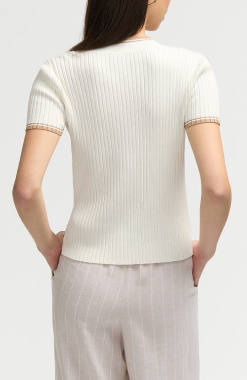 Nvlt V-neck Cardigan In Marshmallow/camel
