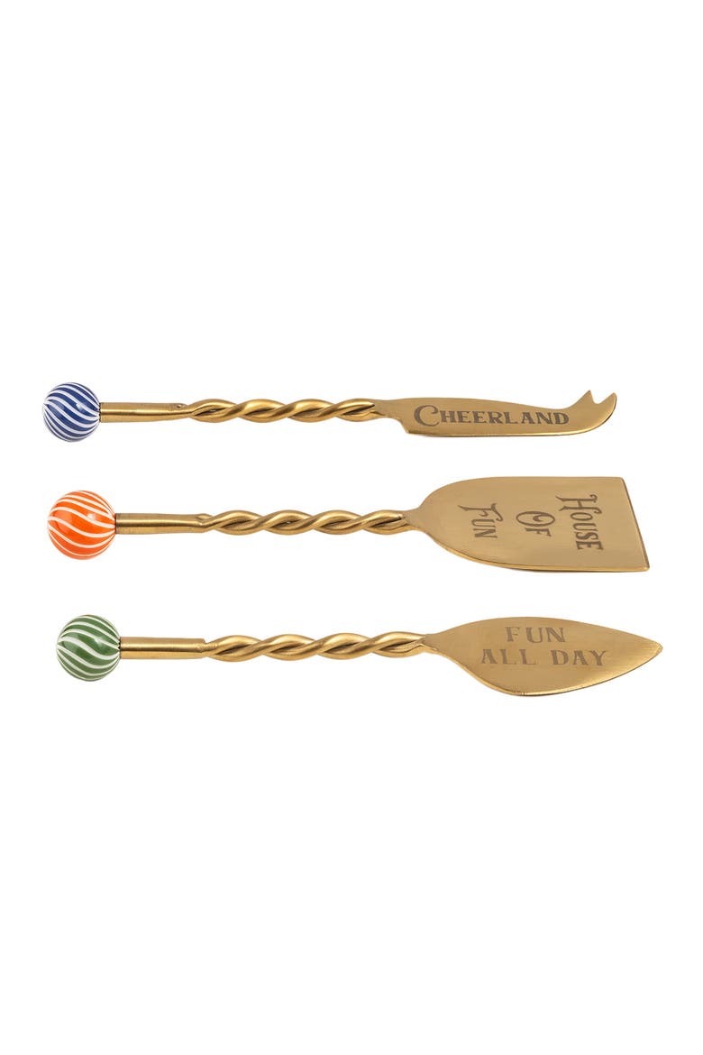 Rampur Set Of 3 Steel Cheese Serving Cheerland, Alternate, color, Gold