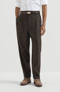 Brunello Cucinelli Virgin wool and cashmere chalk stripe trousers with double pleats
