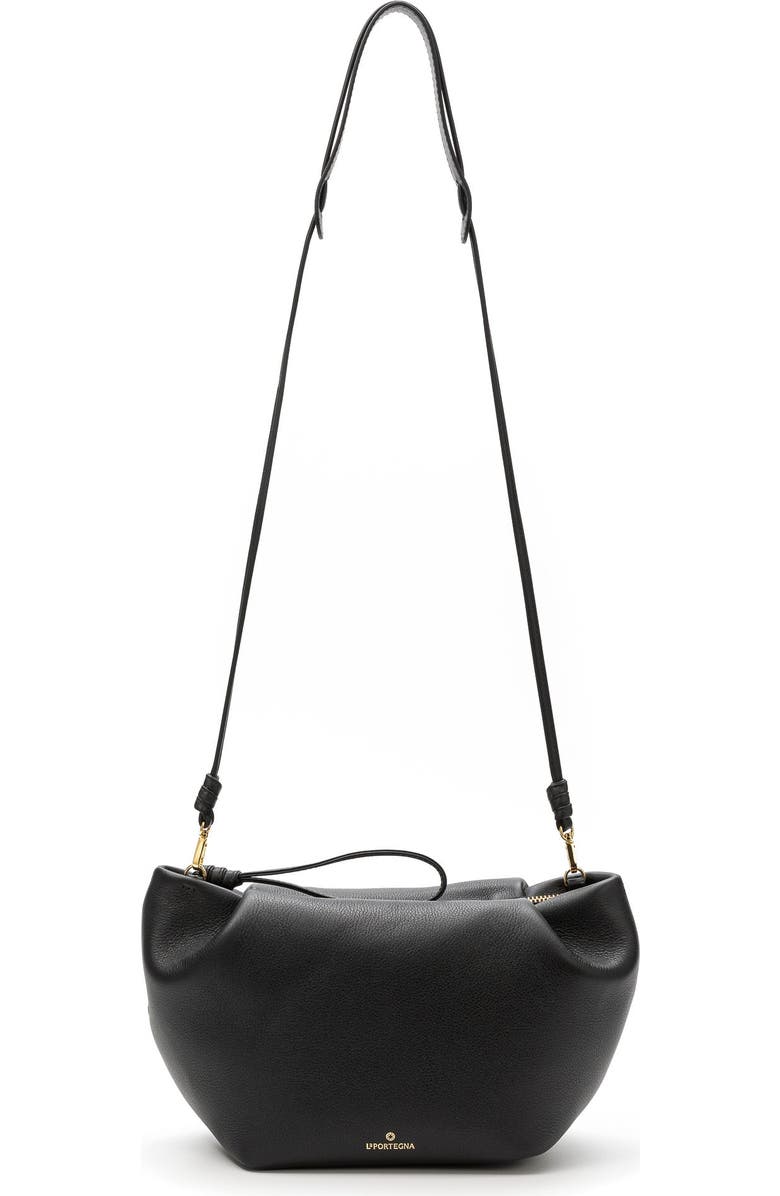 LA PORTEGNA Marta Leather Clutch Bag With Shoulder Strap, Alternate, color, Black