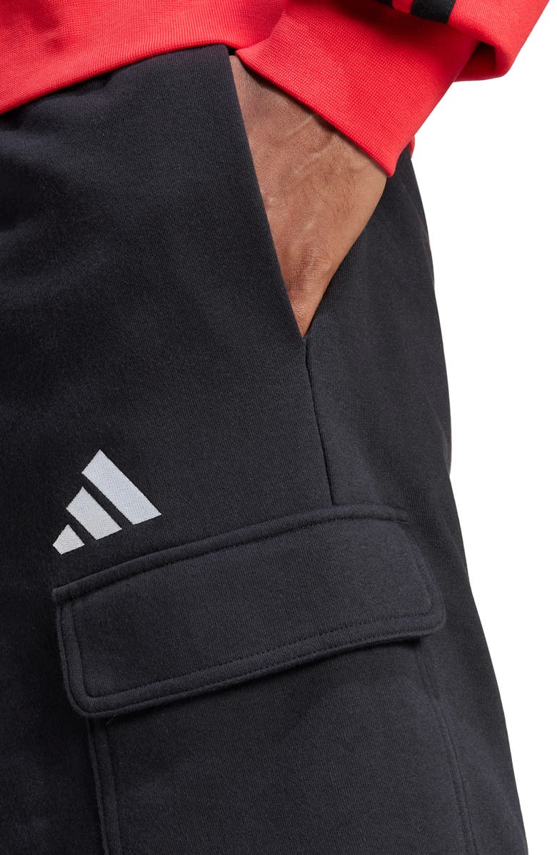 adidas Essentials Feel Cozy Cargo Shorts, Alternate, color, Black/ White