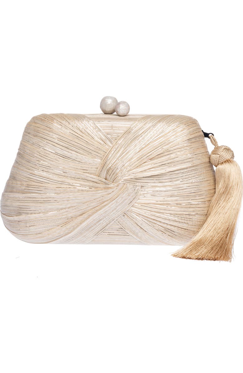 Rafe New York Rosie Draped Clutch, Main, color, Natural