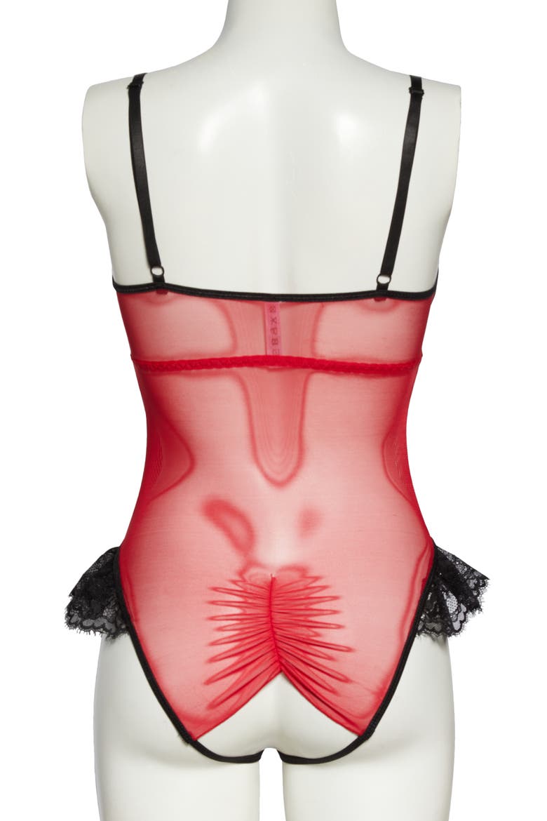 Open Gusset Mesh Teddy, Alternate, color, RED