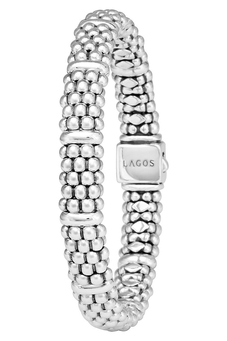 Oval Rope Caviar Bracelet, Alternate, color, SILVER