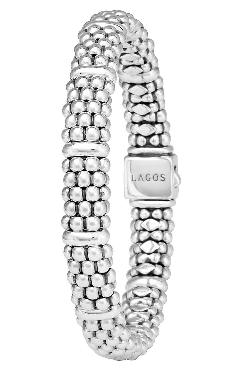 LAGOS Oval Rope Caviar Bracelet, Alternate, color, Silver
