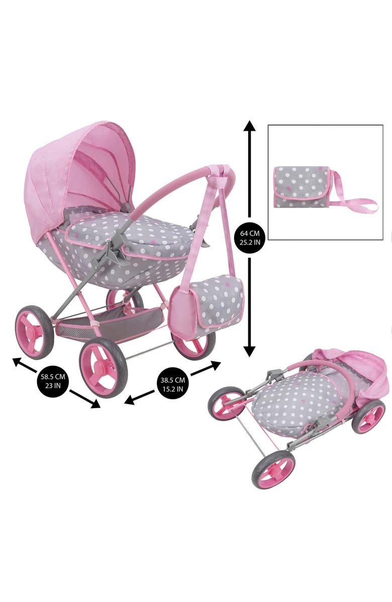 509 Crew Cotton Candy Pink Doll Deluxe Pram, 18'', Alternate, color, Multicolored