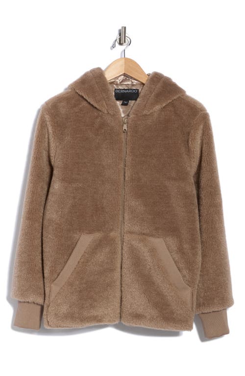 Bernardo Faux Shearling Zip Hoodie In Brown