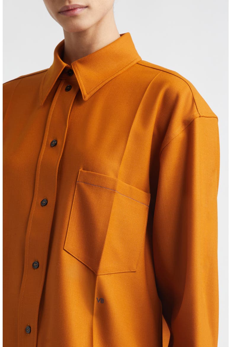 Long Sleeve Crop Button-Up Shirt, Alternate, color, BRONZE