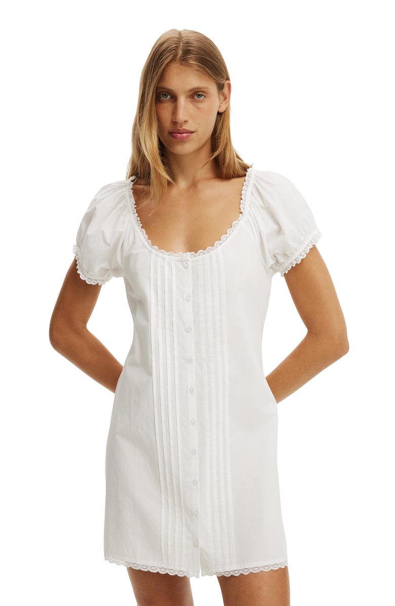 Cotton On Women's Emma Babydoll Mini Dress, Main, color, White