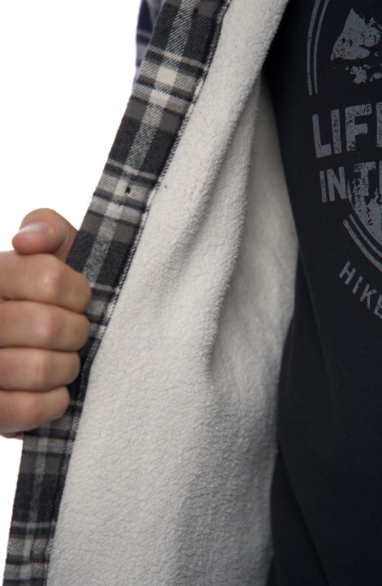 Rainforest Plaid Flannel Faux Shearling Lined Shirt Jacket, Alternate, color, 