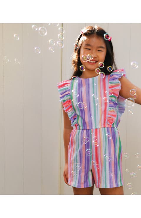 Girls Sleeveless Ruffle Knit Romper