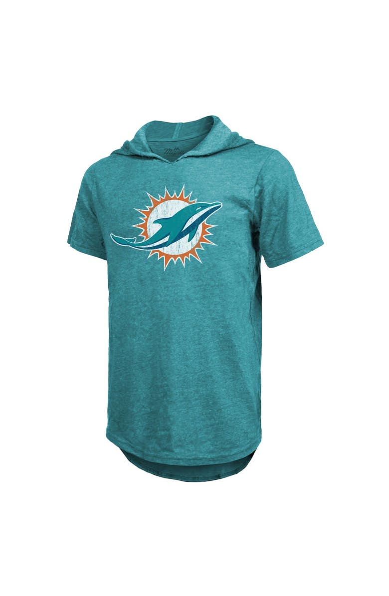 Majestic Threads Men's Majestic Threads Tyreek Hill Aqua Miami Dolphins Player Name & Number Short Sleeve Hoodie T-Shirt, Alternate, color, Aqua