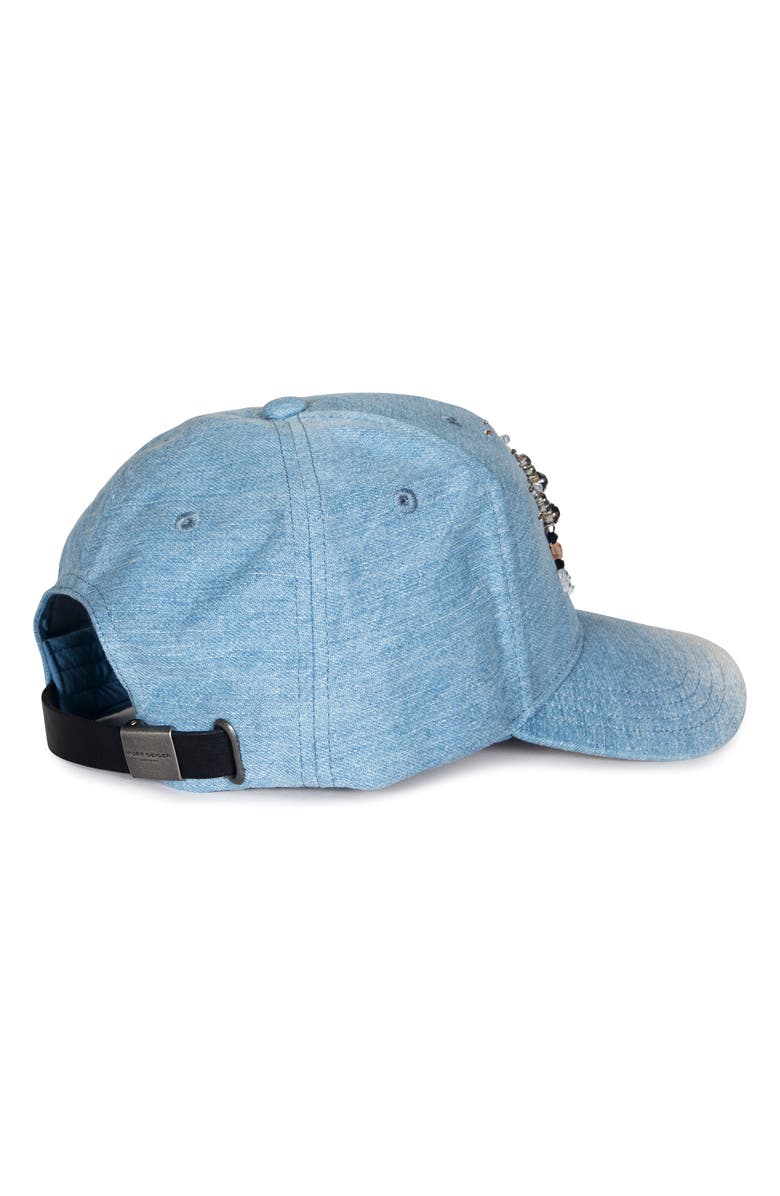 Kurt Geiger London Evil Eye Denim Baseball Cap, Alternate, color, 