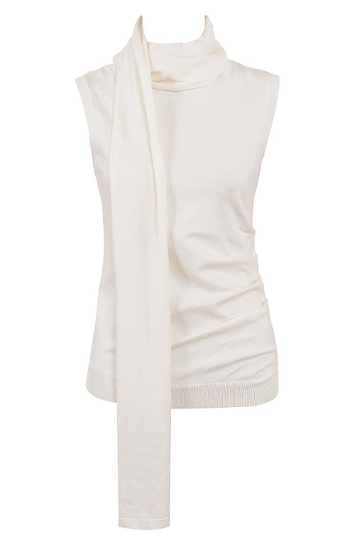 Shop House Of Cb Clementine Sleeveless Drape Top With Scarf Detail In Ivory