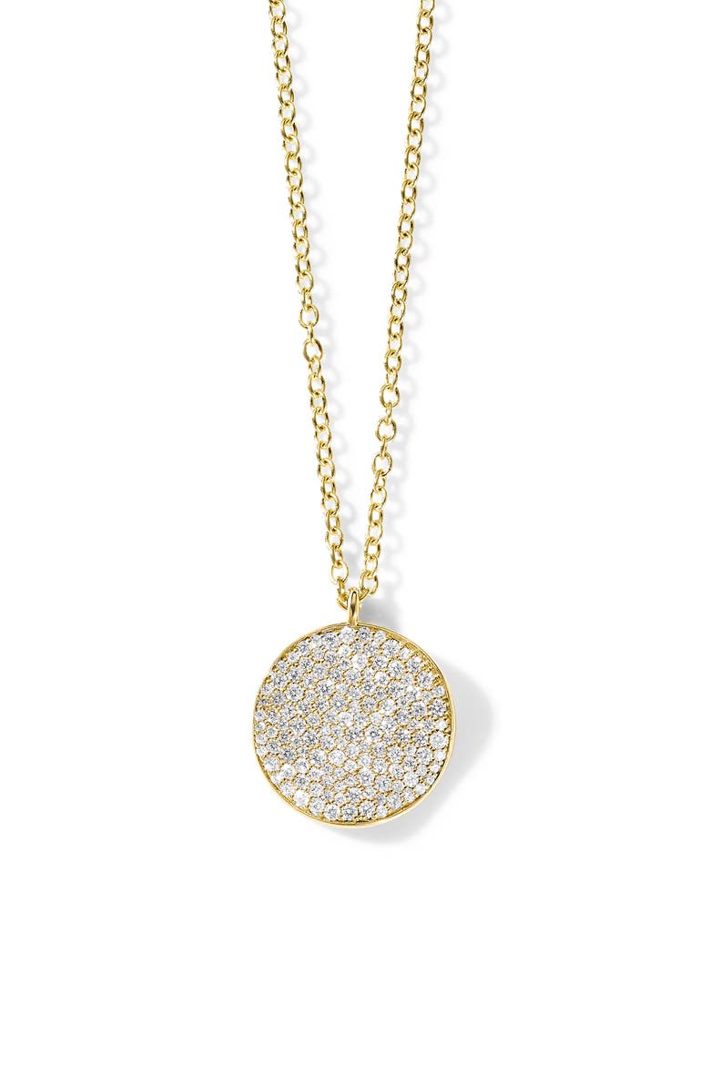 Stardust Medium Pavé Diamond Disc Pendant Necklace, Main, color, GREEN GOLD