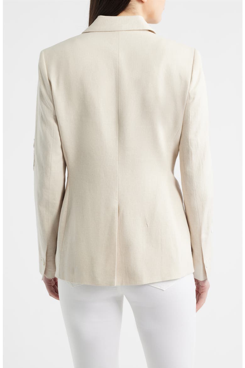 Floral Appliqué Linen Blend Blazer, Alternate, color, NATURAL GRAIN/ CRISP WHITE
