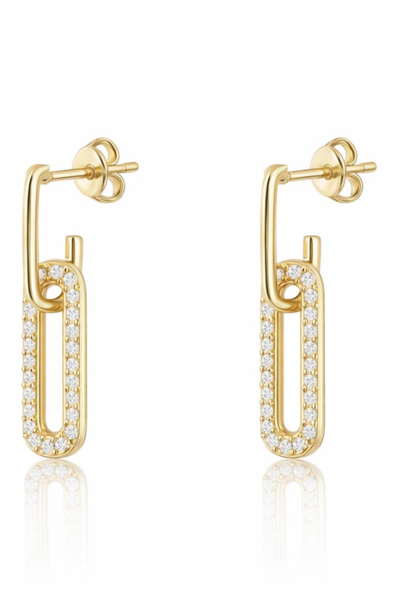 Paper Clip Pavé Linear Drop Earrings, Main, color, GOLD