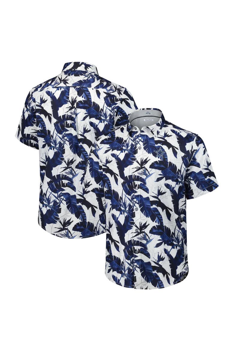 Men's Tommy Bahama Navy Dallas Cowboys Sunnyvale Blooms Camp Button-Up Shirt, Main, color, Navy