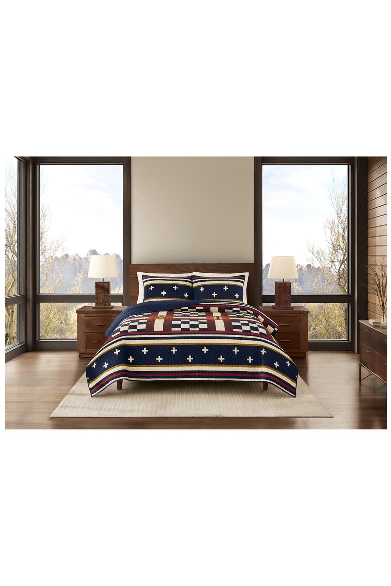 Scout Stripe Quilt & Shams Set, Alternate, color, NAVY