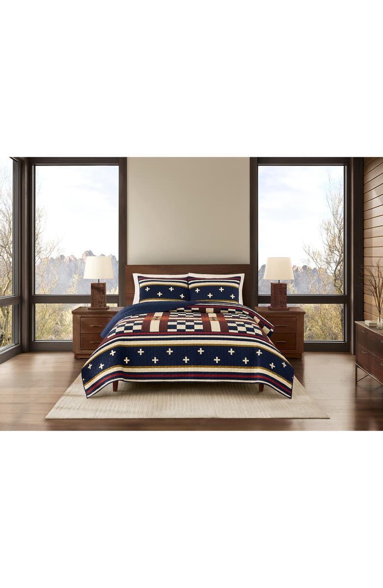 Pendleton Scout Stripe Quilt 
Shams Set, Alternate, color, Navy