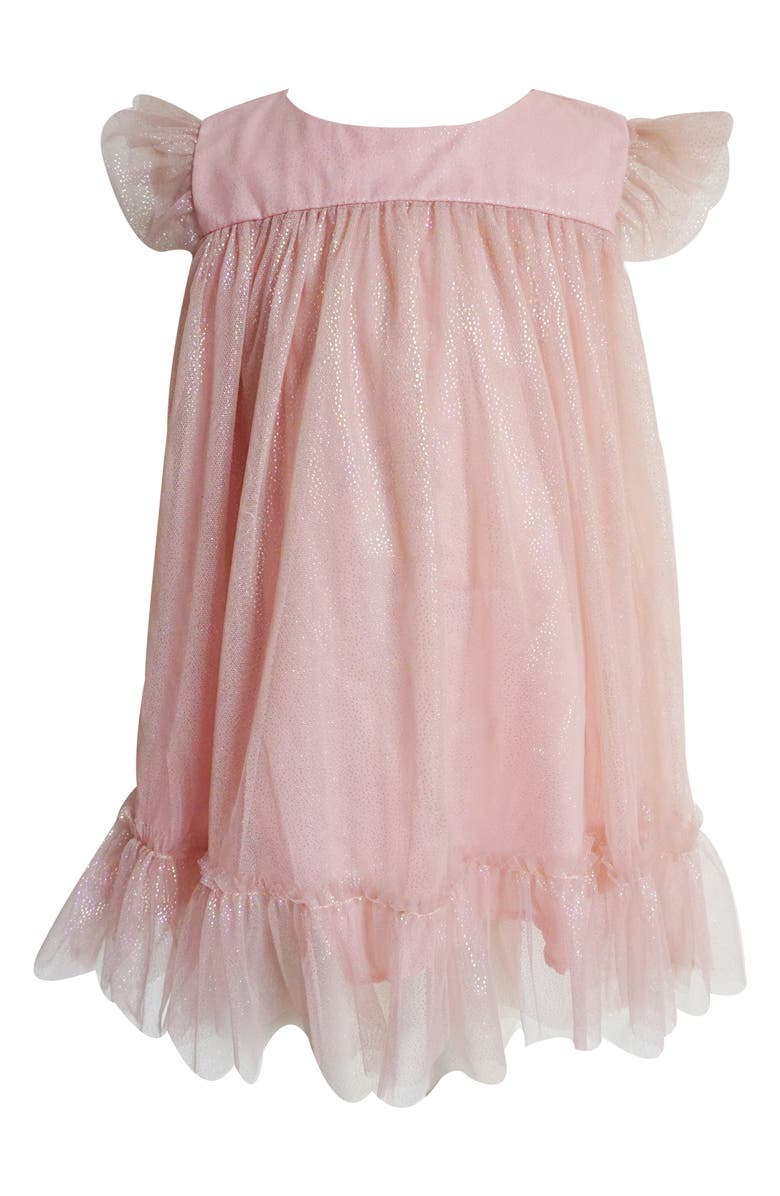 Popatu Flutter Sleeve Shimmer Dress, Main, color, Peach