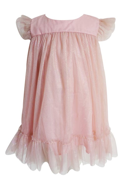 Popatu Flutter Sleeve Shimmer Dress in Peach 