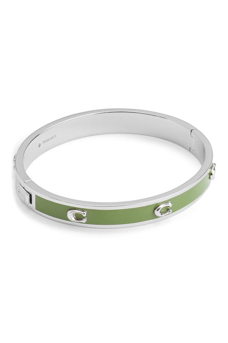 Enamel Hinge Bracelet, Alternate, color, GREEN/ RHODIUM
