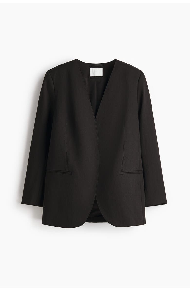 H&M Collarless Blazer, Alternate, color, Black
