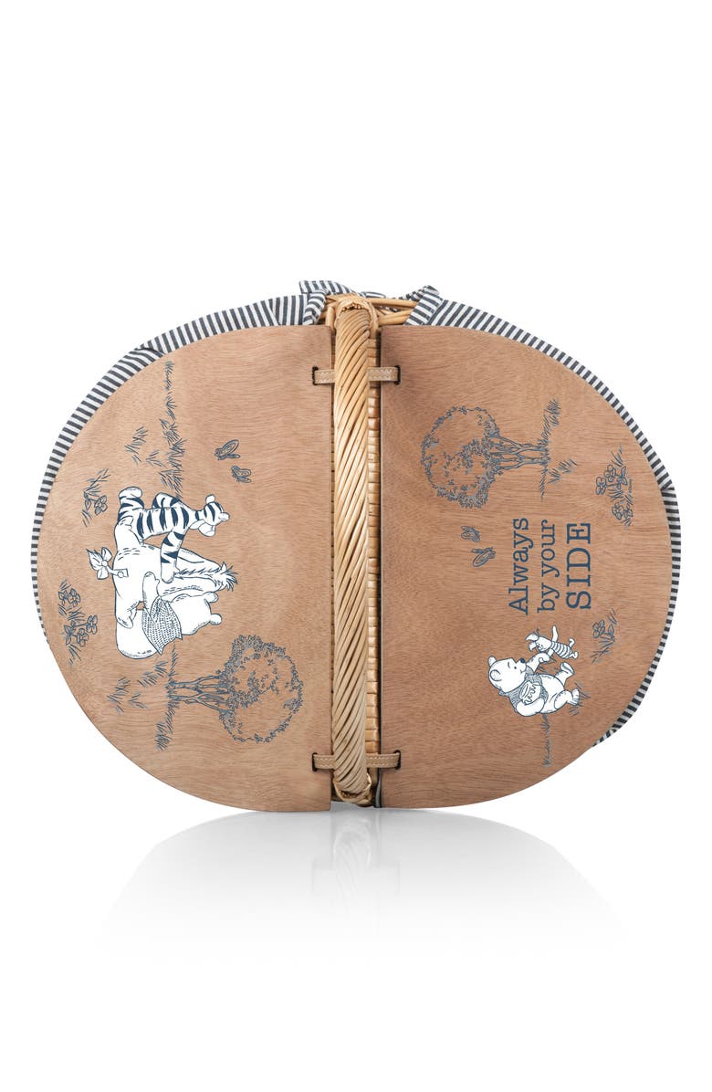 Picnic Time x Disney Winnie the Pooh Country Picnic Basket, Alternate, color, Navy Blue/ White Stripe