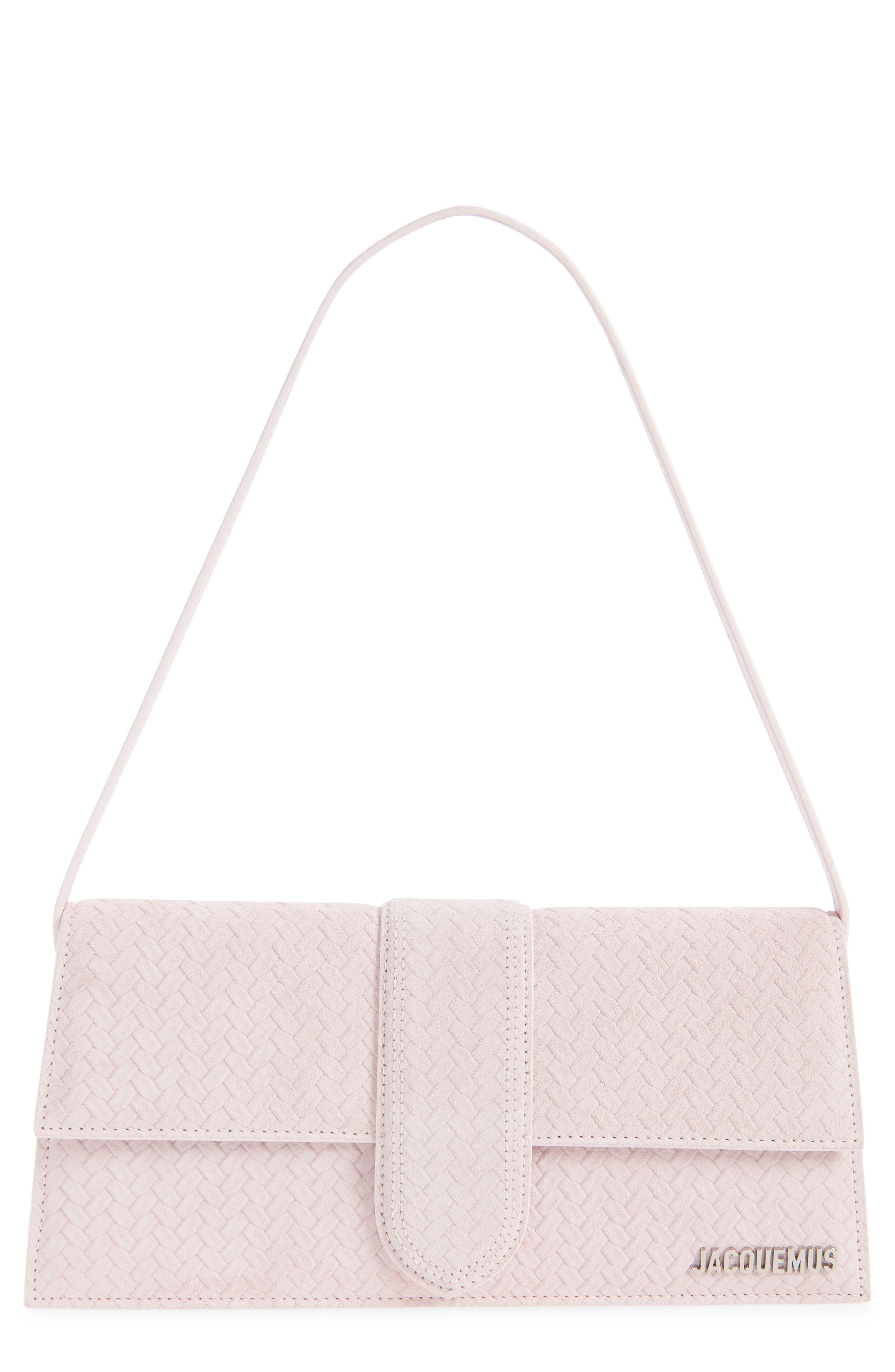 Jacquemus Le Long Bambino Suede Shoulder Bag, Main, color, Light Pink 410