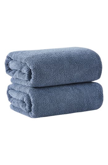 Woven & Weft 2-pack Cotton Bath Towels In Chambray Blue