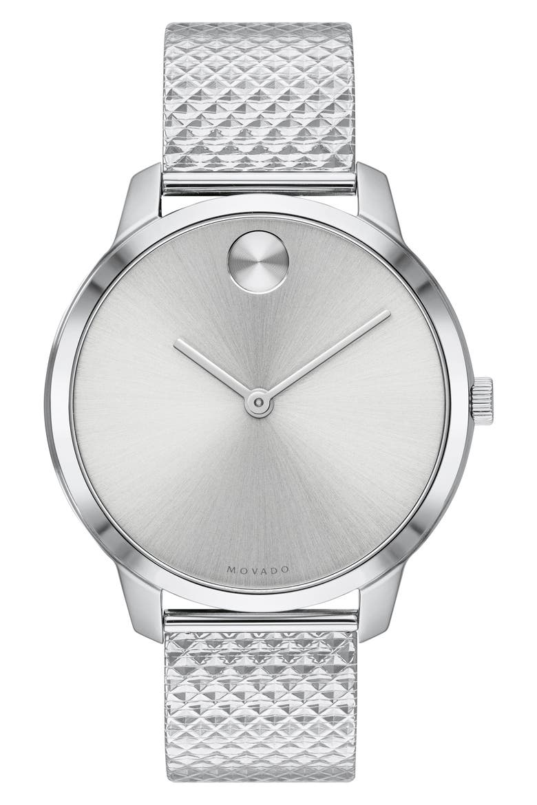 Bold Mesh Strap Watch, 42mm, Main, color, SILVER