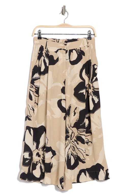 Shop Adrianna Papell Pleat Wide Leg Pants In Khaki/black Sunset Floral
