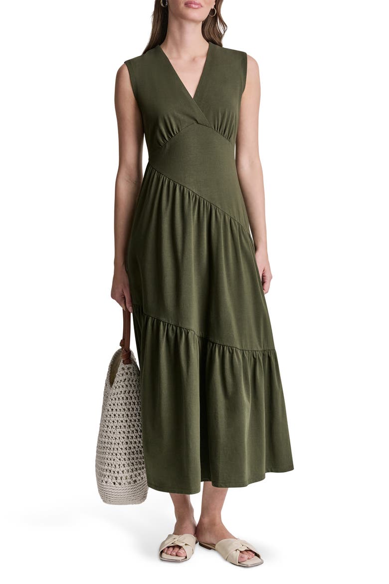 Stretch Cotton Maxi Dress, Main, color, FATIGUE
