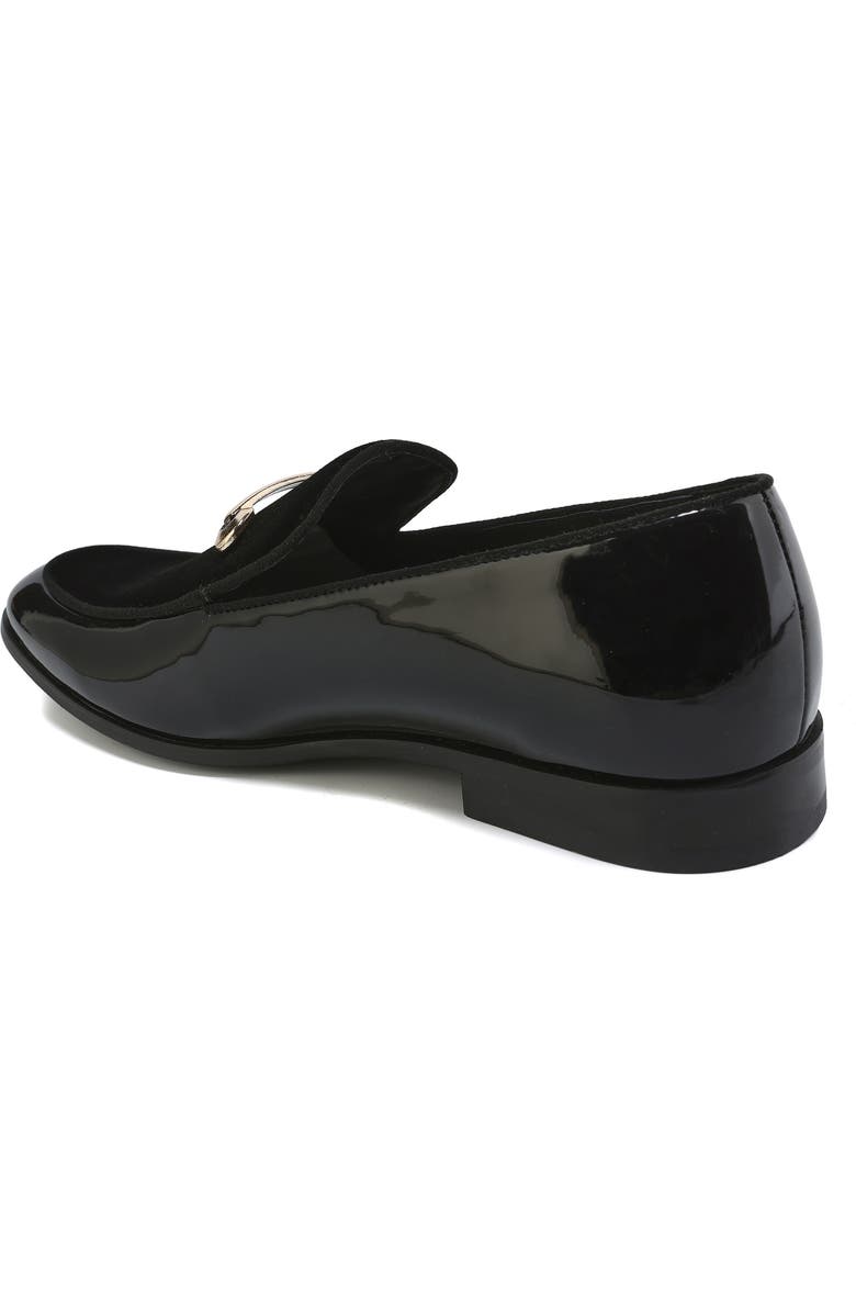 Gino Vitale Velvet & Patent Leather Bit Loafer, Alternate, color, Black