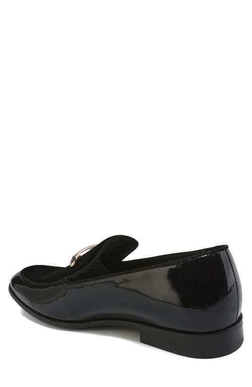 Gino Vitale Velvet & Patent Leather Bit Loafer In Black