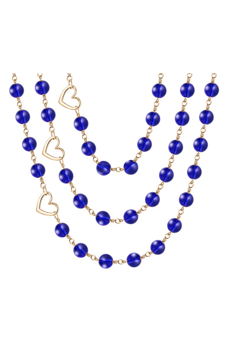 Azule Blue Glass Bead Triple Layer Necklace, Alternate, color, Blue