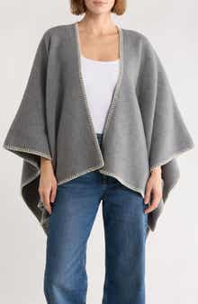 rag & bone Ingrid Blanket Stitch Wool Poncho