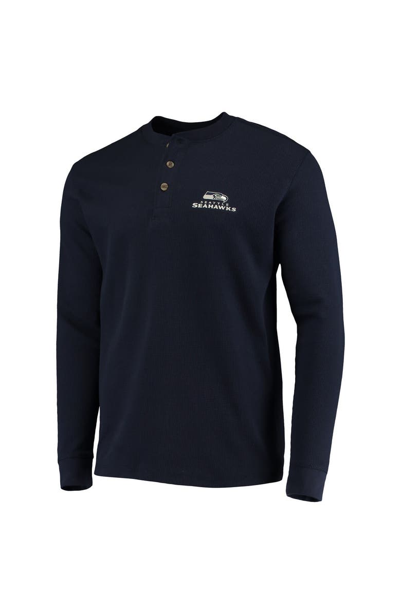 DUNBROOKE Men's Dunbrooke Navy Seattle Seahawks Logo Maverick Thermal Henley Long Sleeve T-Shirt, Alternate, color, Navy