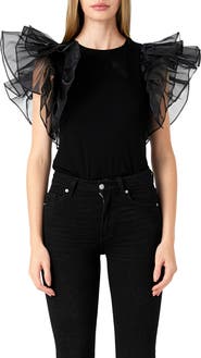 Endless Rose Organza Ruffle Sleeve Top