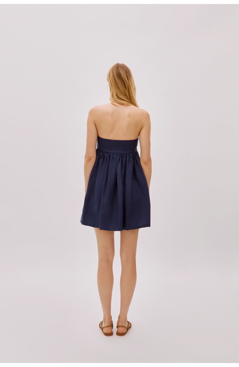 Labeca London Mykono Linen Strapless Dress, Alternate, color, Navy