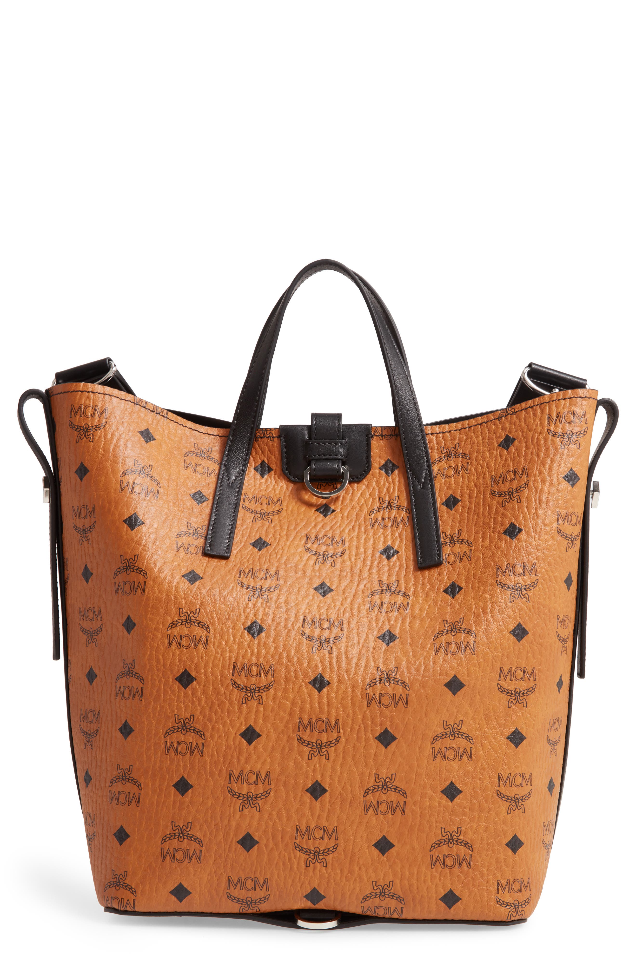 Small Gunta Visetos Coated Canvas Shopper, Main, color, COGNAC