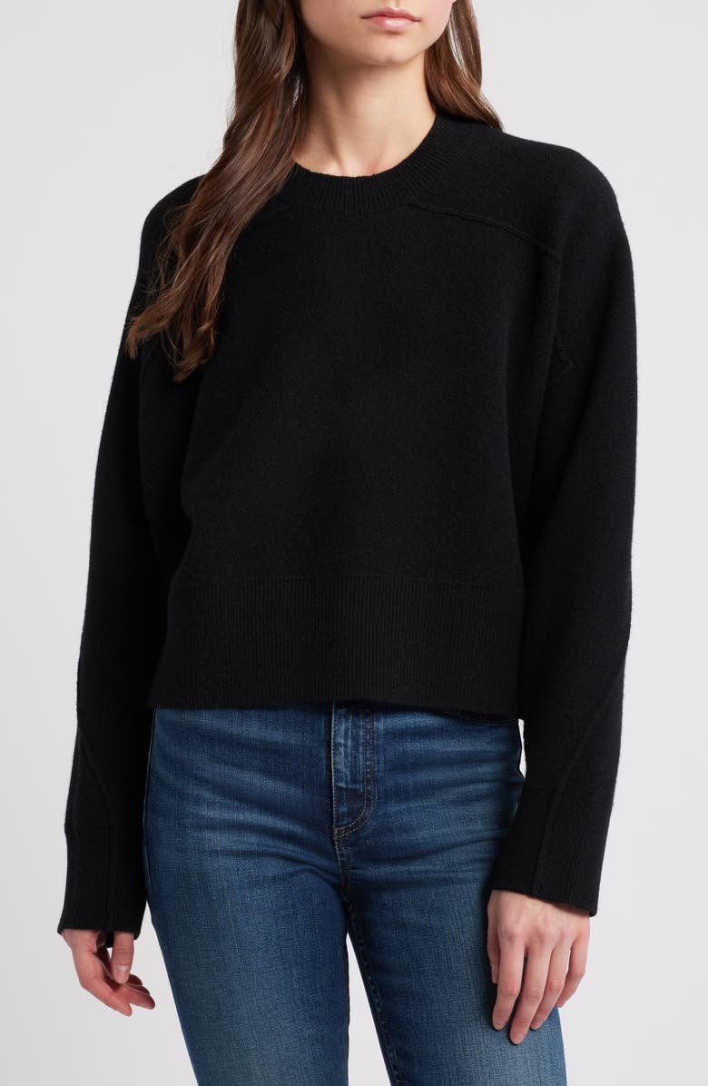 rag & bone Bridget Crewneck Wool Blend Sweater, Main, color, Black