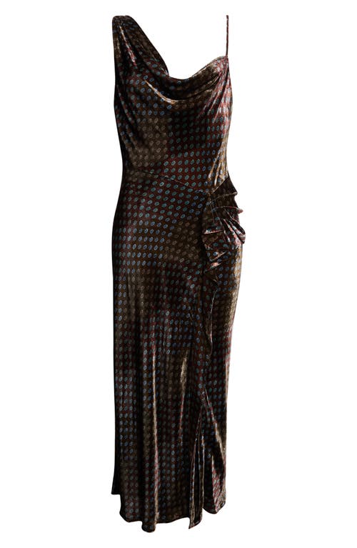 Dries Van Noten Deyon Draped Velvet Midi Dress In Multi