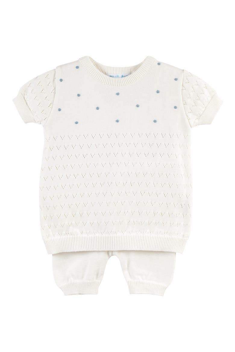 Kids' Pointelle Knit Short Sleeve Sweater & Pants, Main, color, IVORY