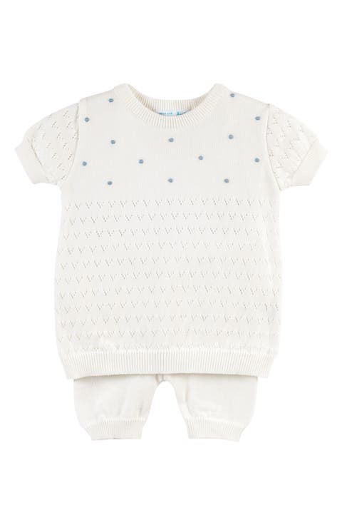Kids' Pointelle Knit Short Sleeve Sweater & Pants (Baby)