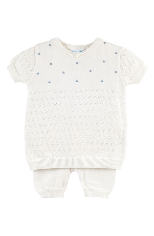 Feltman Brothers Kids' Pointelle Knit Short Sleeve Sweater & Pants in Ivory 