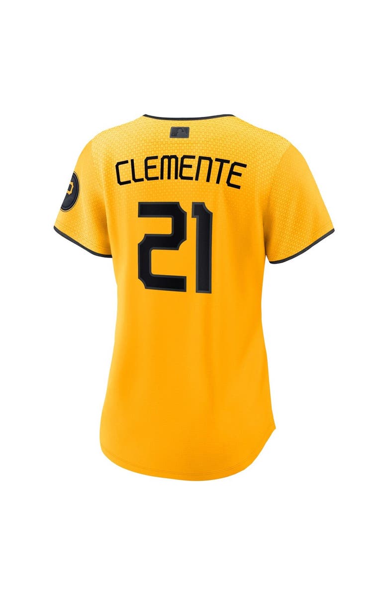 Nike Women's Nike Roberto Clemente Gold Pittsburgh Pirates City Connect Replica Player Jersey, Alternate, color, Gold